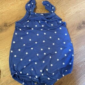 Cat & Jack Navy Blue Star Print Waffle Baby One-Piece